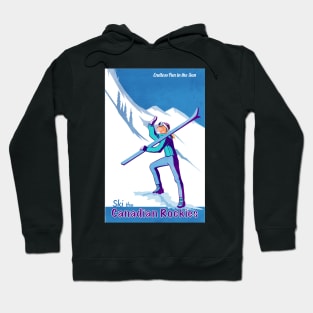 Retro Canadian Rockies Ski poster Hoodie